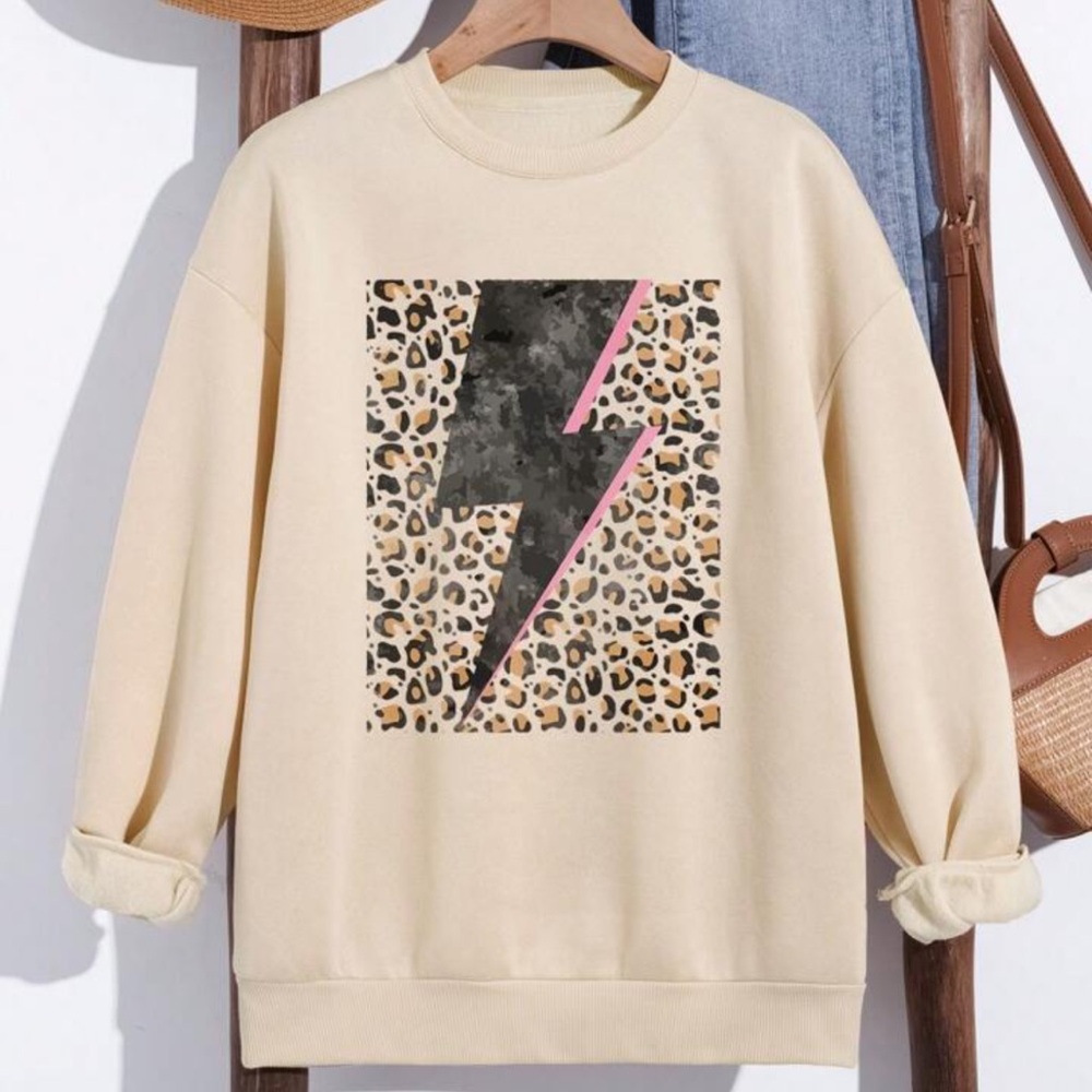 SHEIN Lightning Bolt Crewneck Sweatshirt